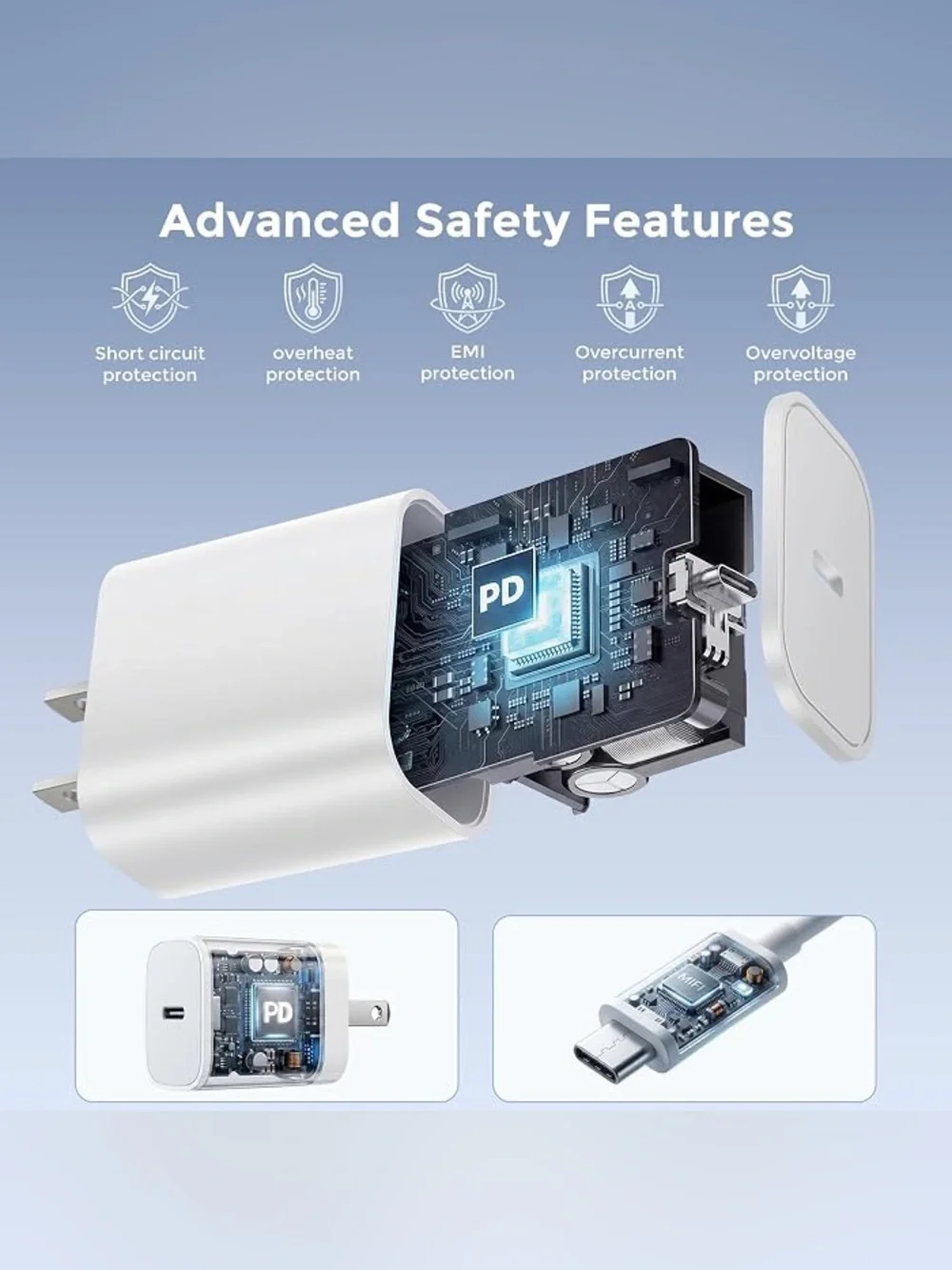 25W White Wireless Magnetic Charger with USB-C Fast Charging Adapter